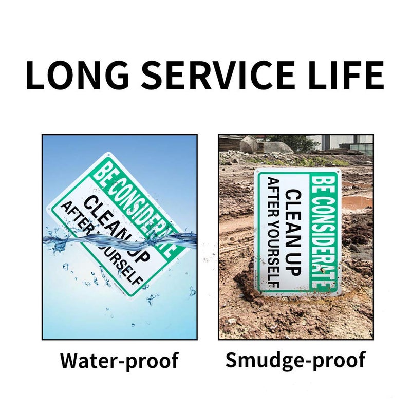 Enjoyist 2 Pack Be Considerate - Clean Up After Yourself Sign, 10"x 7" .04" Aluminum Sign Rust Free Aluminum-UV Protected and Weatherproof - Image 4